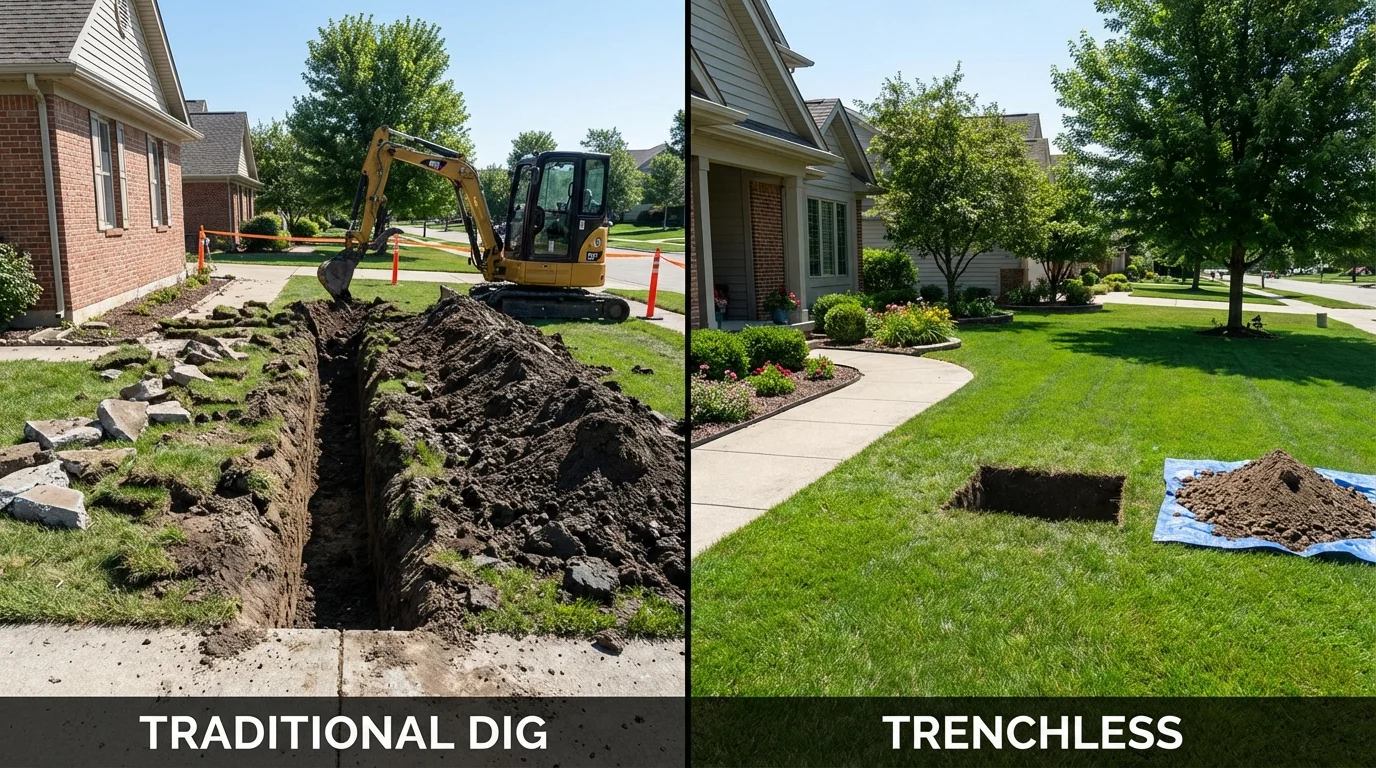 Trenchless sewer repair with minimal yard damage versus traditional excavation in Sparta, GA